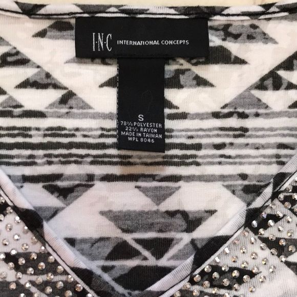 INC Cold Shoulder Aztec Print Rhinestone Tee - Picture 7 of 10